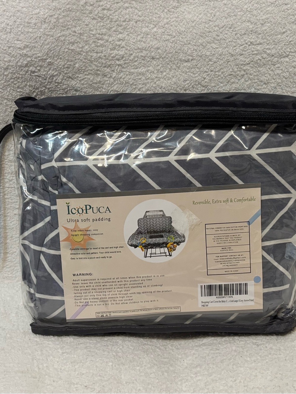 Kids Gray Chevron Seat Cover - Reversible Ultra Soft Padding
